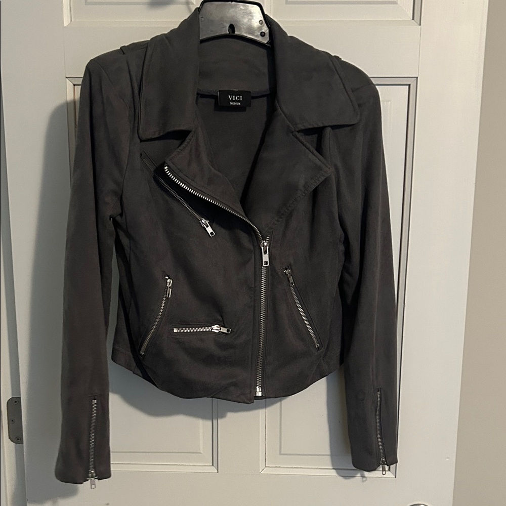Vici Women's Charcoal Suede  Jacket